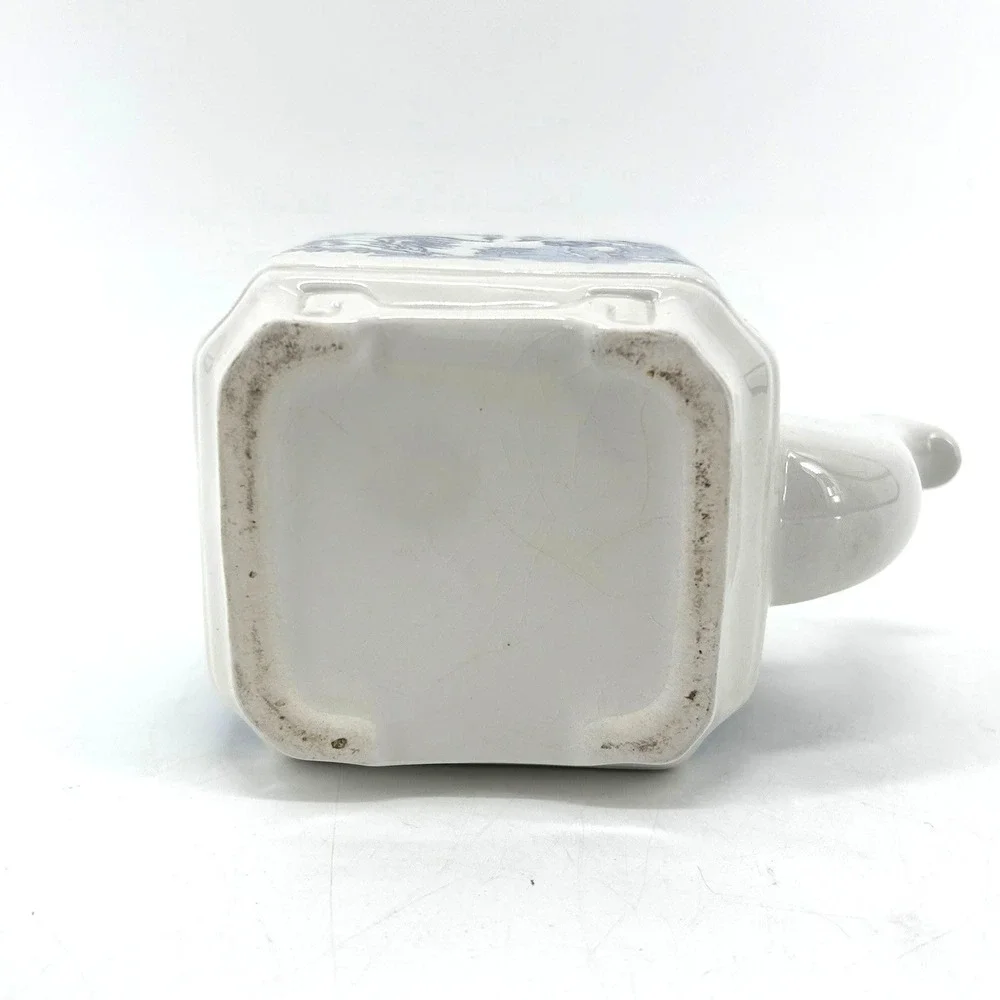 Churchill Blue Willow Chinoiserie Ceramic Teapot Blue White Pagoda Square Base